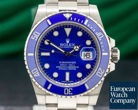 white gold rolex blue face|gold submariner blue face.